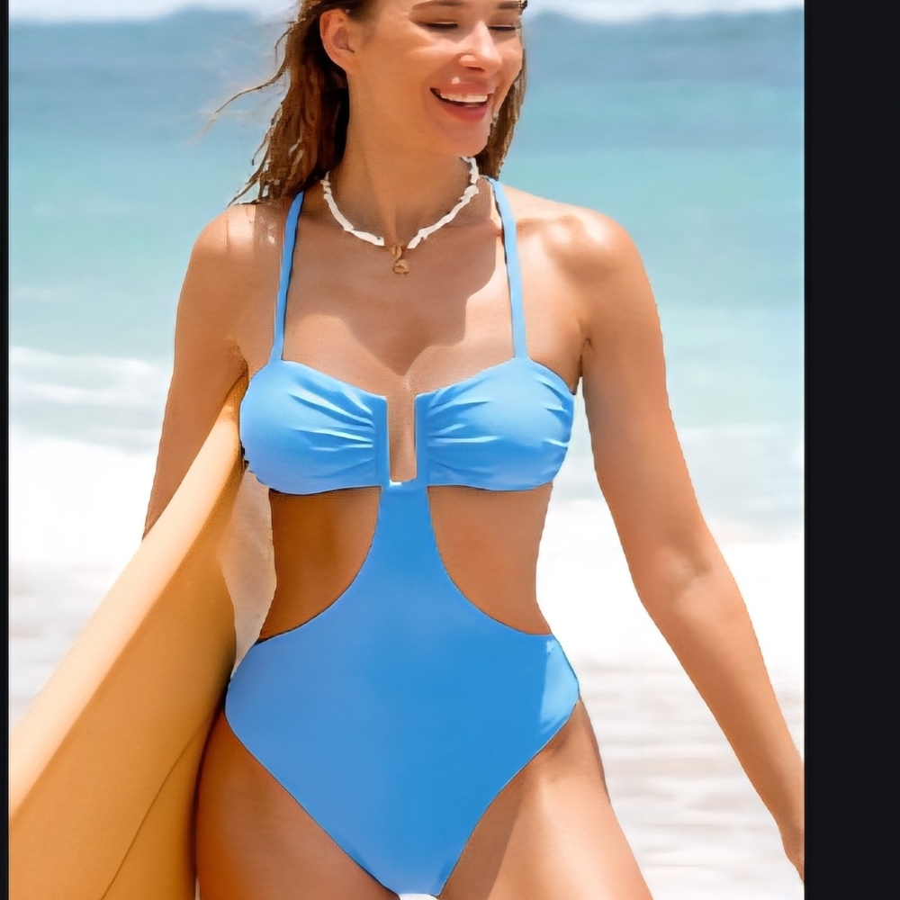 Blue Cutout Swimsuit